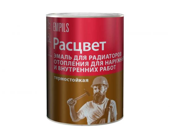 Алкидная эмаль Расцвет для радиаторов отопления, для наружных и внутренних работ, белая, 1 кг 10479 