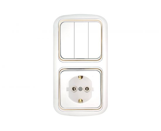 Блок Bylectrica 3 выключателя + розетка с заземляющим контактом СУ, серия ГАРМОНИЯ ЛЮКС, белый, 3В-РЦ-499 з 