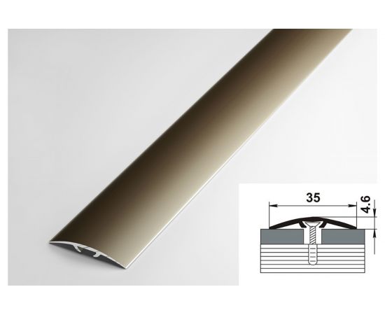 Порог прямой алюминиевый ЛУКА (35 мм, 0,9 м, анодированный, Шампань) УТ000023172 – изображение 2
