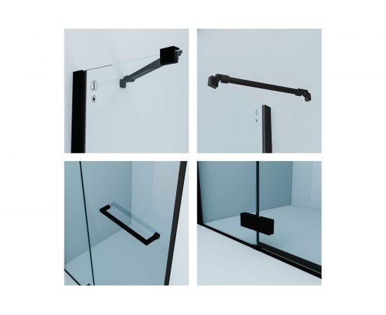 Душевая дверь IDDIS Slide распашная, черный алюминиевый профиль, 120х195 SLI6BH2i69 – изображение 2