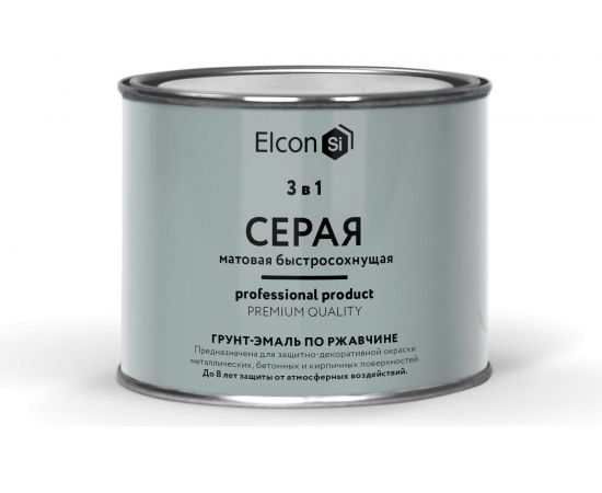 Грунт-эмаль по ржавчине 3в1 Elcon (матовая; серая; 0,4 кг) 00-00462646 