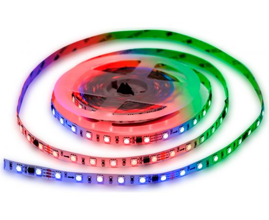 Комплект адресной ленты Apeyron 24В, 14,4Вт/м, smd5050, 60д/м, IP20, подложка 10мм (белая), 5м, RGB/ 10-93 