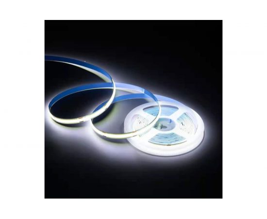 Светодиодная лента Apeyron 24В, 10Вт/м, COB, 528д/м, IP20, 900Лм/м, подложка 8мм, 5м, холодный белый 00-376 