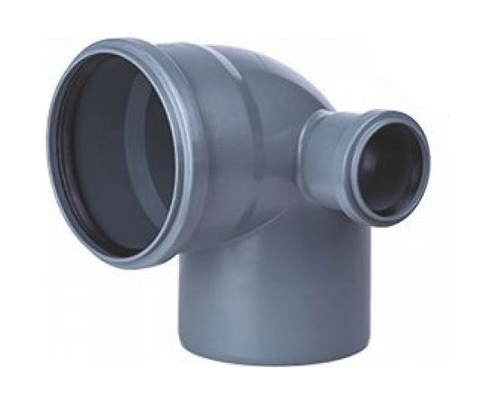 Отвод ООО МультиМирПласт 110/50/87.5 серый, правый ОТВ ВК 110/50/87 ПР 