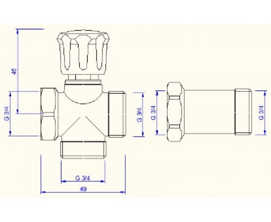 Вентиль для подключения сантехприборов 3/4"х3/4"х3/4" Valtec VT.230.N.05 59559 – изображение 2