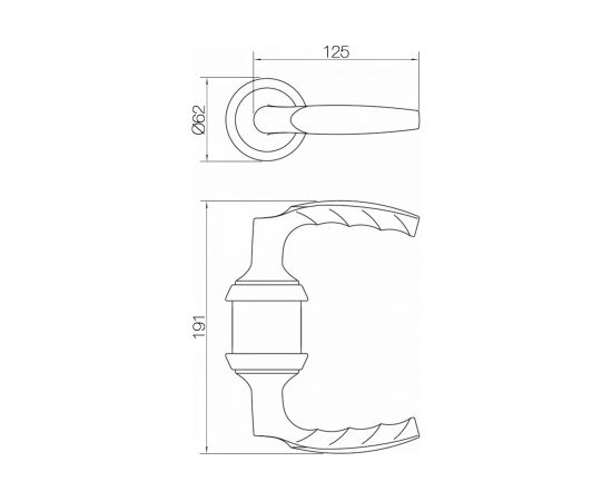 Замок с ручкой HOPPE HCS A1530 Atlanta SK/OL WC F1-2 серебристый, без фальца, A=35-45mm, backset 60мм 65431 – изображение 2