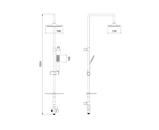 Душевой гарнитур Lemark с фиксированной высотой штанги и верхней душевой лейкой LM8804C – изображение 2