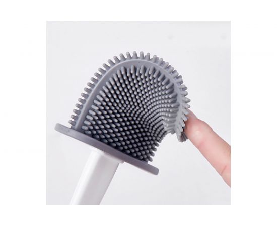 Ершик для унитаза SANTRADE настенный/напольный, силиконовая щетка, красный 1227 – изображение 2