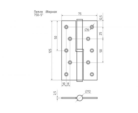 Петля НОРА-М 750-5"" графит правая 2,5 мм №2 16383 – изображение 3