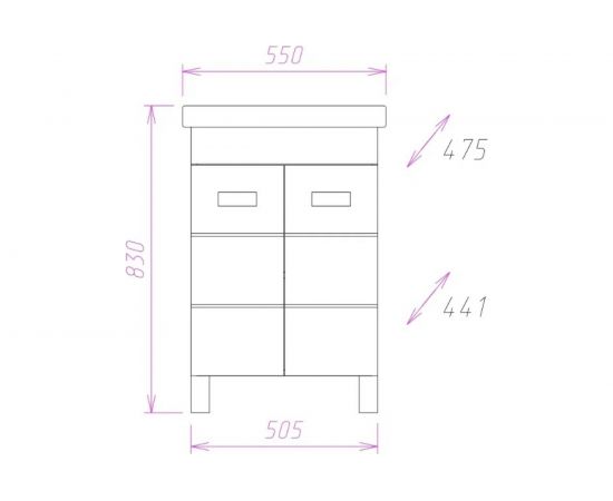 Тумба с раковиной Onika БАЛТИКА-КВАДРО 55.10 105521 – изображение 3