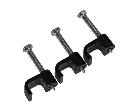 Пластиковая плоская скоба с гвоздем REXANT 6x4 мм, черная, 50 шт. 07-4206-1 – изображение 5