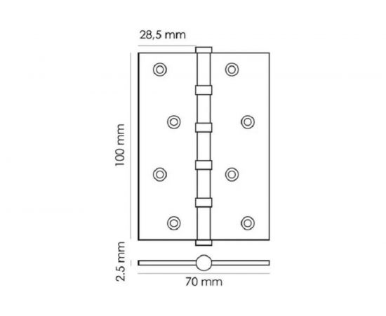 Стальная петля RUCETTI RS 100X70X2.5-4BB SN бел.никель 9010640 – изображение 5