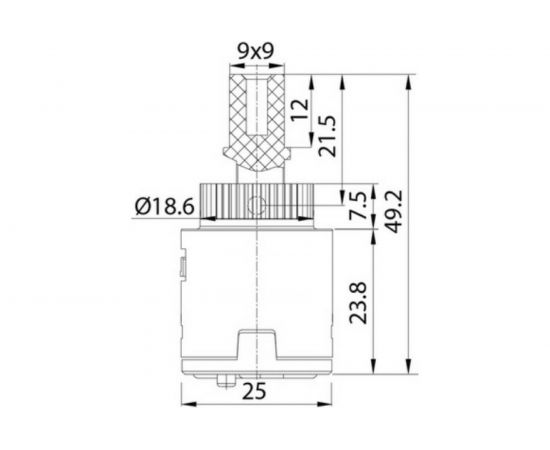 Керамический картридж для смесителя IDDIS 25 мм., без ножек 999C25D0SM – изображение 7