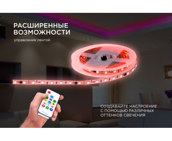 Комплект адресной ленты Apeyron 24В, 14,4Вт/м, smd5050, 60д/м, IP20, подложка 10мм (белая), 5м, RGB/ 10-93 – изображение 10