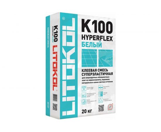 Клеевая смесь LITOKOL HYPERFLEX K100 белый, 20 кг 479930002 