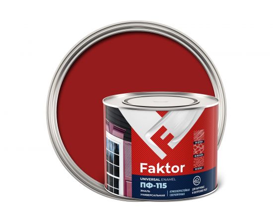 Эмаль ЯРОСЛАВСКИЕ КРАСКИ FAKTOR ПФ-115 (красная; банка 1,9 кг) 214722 