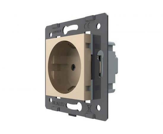 Электрическая розетка LIVOLO с заземлением защитными шторками 16A, цвет золотой механизм VL-C7-C1EU-13 