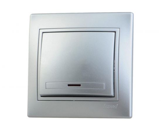 Выключатель Lezard MIRA, с подсветкой, серый металлик, со вставкой, 701-1010-111 