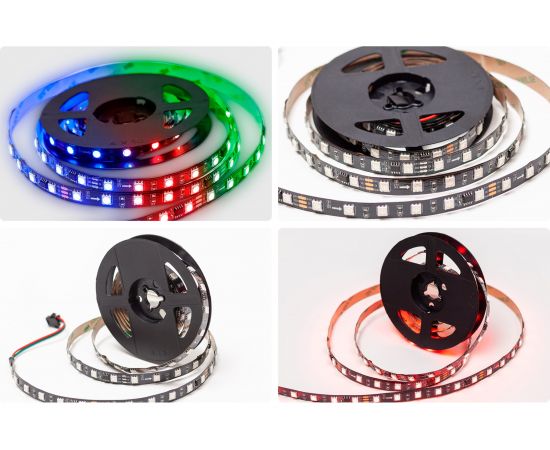 Комплект адресной ленты Apeyron 24В, 14,4Вт/м, smd5050, 60д/м, IP20, подложка 10мм(черная), 2м, RGB/ 10-92 – изображение 12