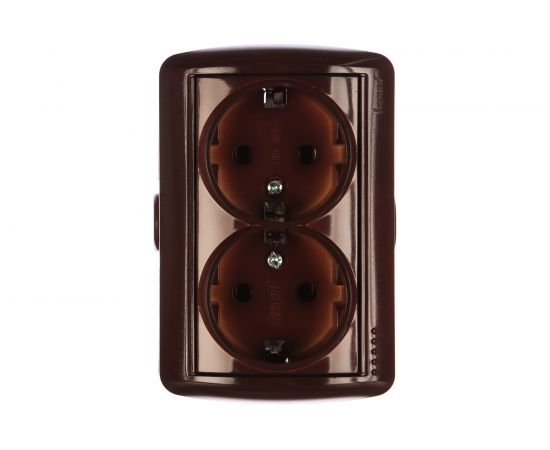 Двойная розетка Lezard NATA с заземлением, закрытый корпус, керамика, вишня 710-0600-127 – изображение 2