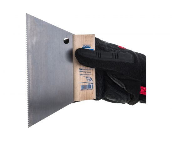 Зубчатый шпатель MAKO для клея трапециевидный стальной, идеален для нанесения клея, тип A2 812518SB – изображение 2