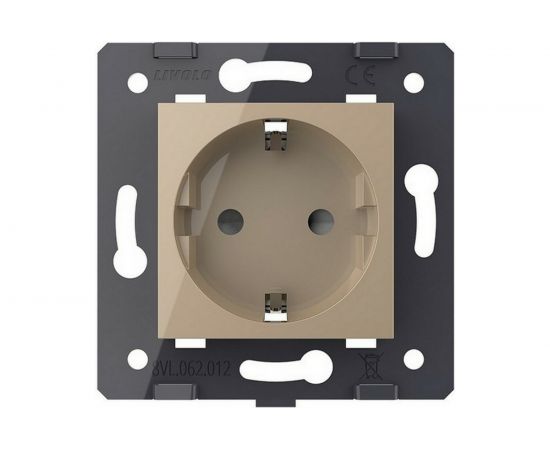 Электрическая розетка LIVOLO с заземлением защитными шторками 16A, цвет золотой механизм VL-C7-C1EU-13 – изображение 2