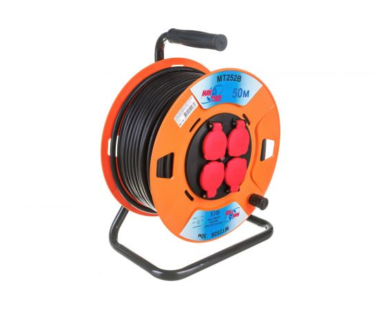 Кабельный однофазный удлинитель MTG на катушке ПВX, 4X220В MT252В H05VV-F 3x2,50мм2 50м 9957 – изображение 2