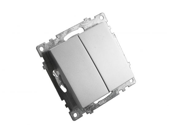 2-клавишный выключатель STEKKER (механизм), GLS10-7104-03, 250V, 10А, серия Катрин, серебро 39578 – изображение 2