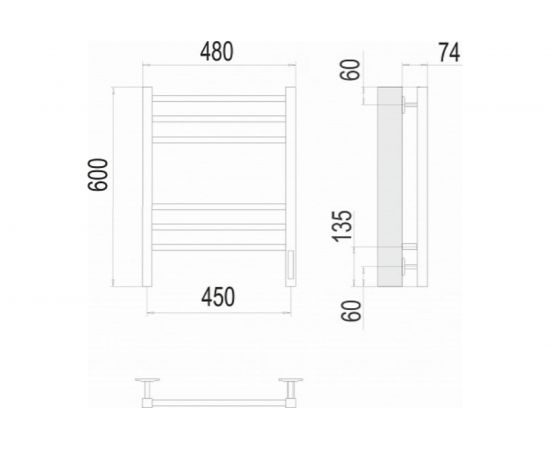 Полотенцесушитель Terminus КС Ватикан П6 450x600 электро КС 9005 матовый 4670078527516 – изображение 3