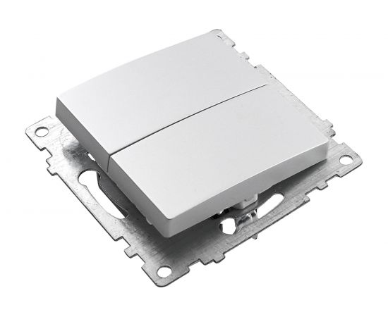 2-клавишный выключатель STEKKER (механизм), GLS10-7104-03, 250V, 10А, серия Катрин, серебро 39578 – изображение 3