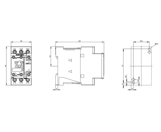Контактор Siemens 3 полюса AC-3, 11КВТ/400В, Блок-Контакты 1НО+1НЗ 3RT20261BB40 – изображение 4