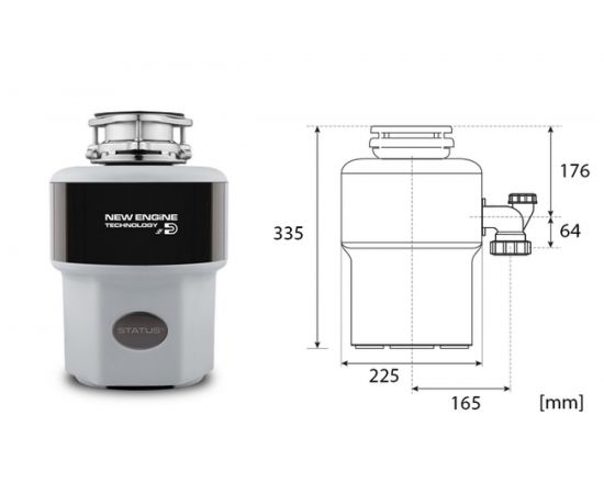 Status Italy Измельчитель пищевых отходов PREMIUM 400 09810502 – изображение 5