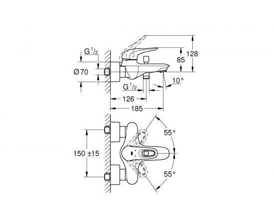 GROHE Eurostyle 2015 Смеситель для ванны, внешний монтаж 33591003 – изображение 6