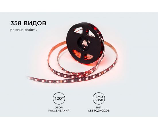 Комплект адресной ленты Apeyron 24В, 14,4Вт/м, smd5050, 60д/м, IP20, подложка 10мм(черная), 2м, RGB/ 10-92 – изображение 8