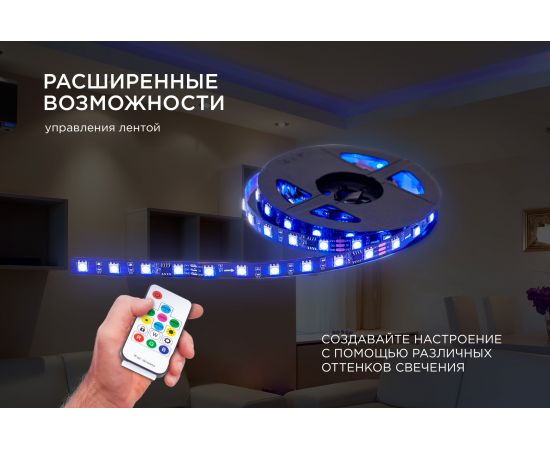 Комплект адресной ленты Apeyron 24В, 14,4Вт/м, smd5050, 60д/м, IP20, подложка 10мм(черная), 2м, RGB/ 10-92 – изображение 10