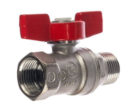 Шаровой кран Giacomini R254D 1/2, внутренняя/наружная, ручка-бабочка красная, хромированный R254X003 