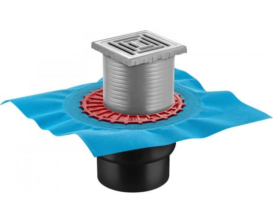 Напольный трап водосток BERGES ZENTRUM Uno 100х100, D50-110 мм 090471 