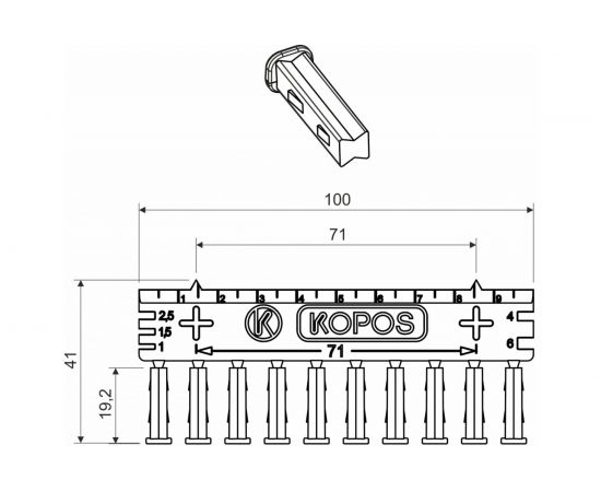 Соединительная гребенка KOPOS для коробок серий KUL и KPRL (10 шт. пластин по 10 соединителей каждая) SKLD 2_NB – изображение 2