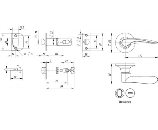 Ручка защелка PUNTO 6020 SB-B фик. мат. золото 34655 – изображение 2