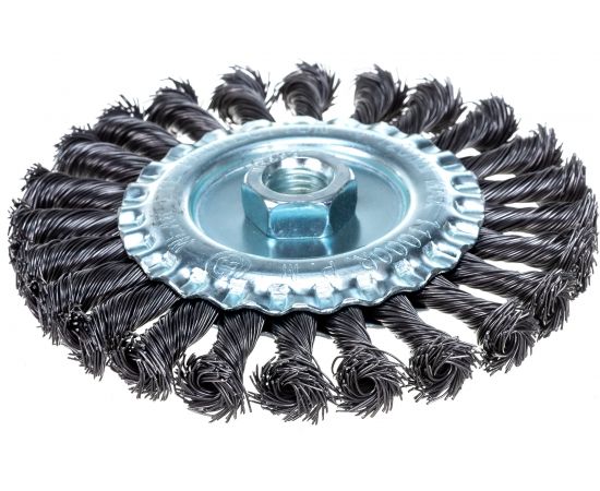 Корщетка-колесо гайка М14 стальная витая проволока 125 мм FIT 39123 – изображение 3