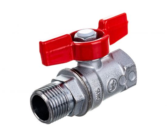 Шаровой кран Giacomini R254D 1/2, внутренняя/наружная, ручка-бабочка красная, хромированный R254X003 – изображение 3