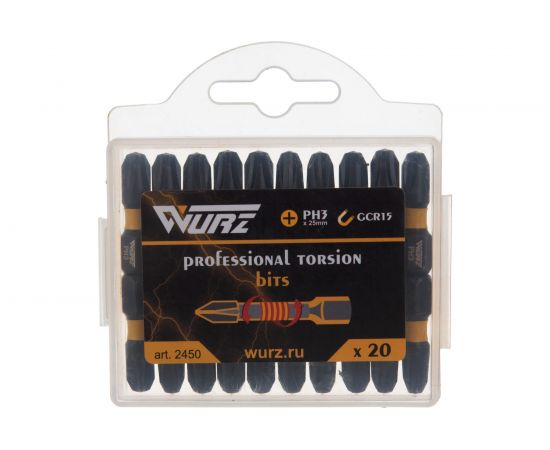 Бита магнитная (20 шт; PH3; 25 мм) WURZ 2450 – изображение 3