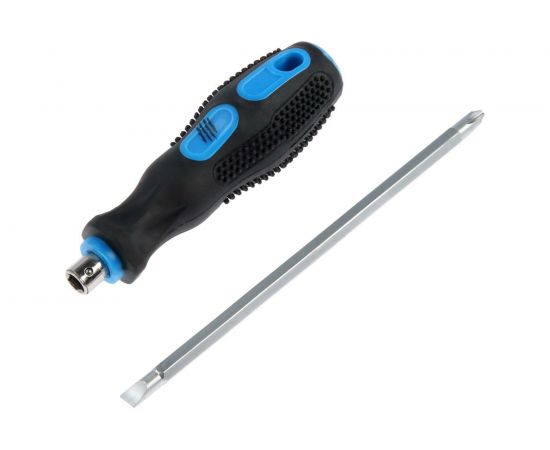 Комбинированная отвертка TUNDRA 2 в 1, сатин, магнит, 2К рукоятка, магнит, PH2/SL6х150 мм 1858816 – изображение 3