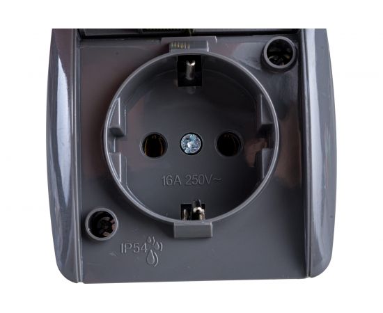 Розетка TDM 2П+3 открытой установки IP54 16А с крышкой серая "Селигер" SQ1818-0113 – изображение 4