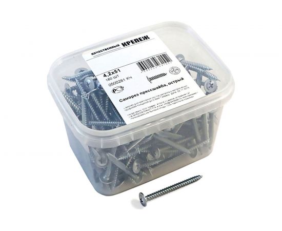 Прессшайба Качественный КРЕПЕЖ 4.2х51 мм, острая, 180 шт 0500281 КЧ – изображение 4