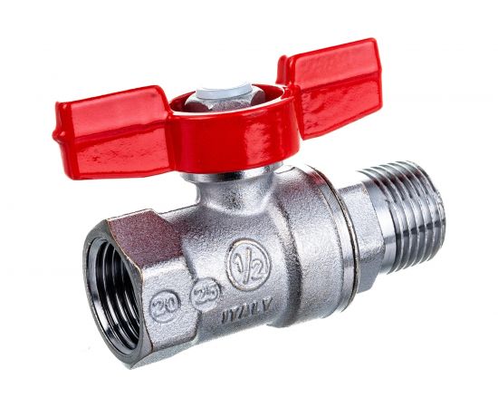 Шаровой кран Giacomini R254D 1/2, внутренняя/наружная, ручка-бабочка красная, хромированный R254X003 – изображение 4