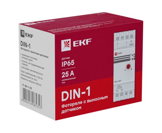Фотореле с выносным датчиком EKF DIN-1 ФР 2-100Лк 25А 3000Вт PROxima SQfr-din-1-25 – изображение 9