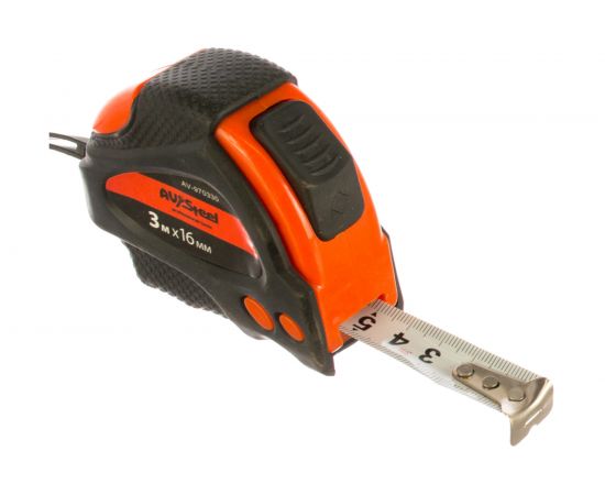 Рулетка, обрезиненный корпус 3мх16мм с автостопом AV Steel AV-970330 