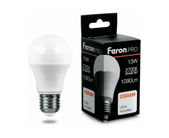 Светодиодная лампа FERON PRO LB-1013 шар E27 13W 2700K OSRAM LED 38032 