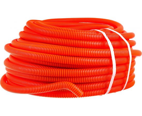 Гофрированная труба Экопласт Труба ПНД, легкая, с зондом, диаметр 25 мм, цвет оранжевый 20125-OR 